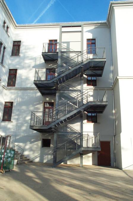 Fluchttreppe an der Schule in Hainichen
